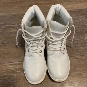 Bamboo white combat boots